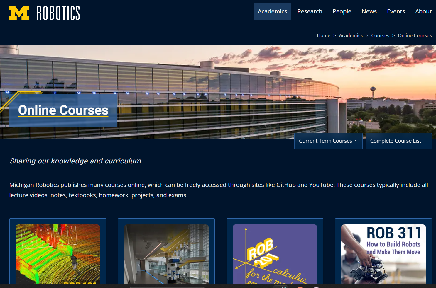 Michigan Robotics Online Courses