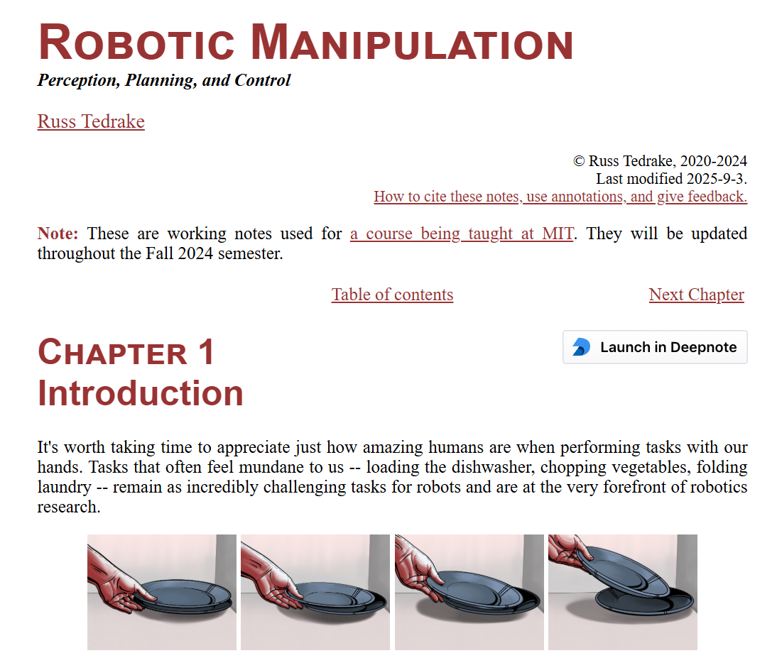 Robotic Manipulation (MIT)